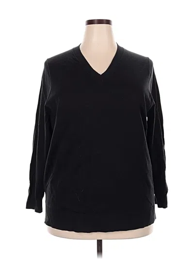 Pre-owned Lands' End Long Sleeve Top Black V-neck Tops