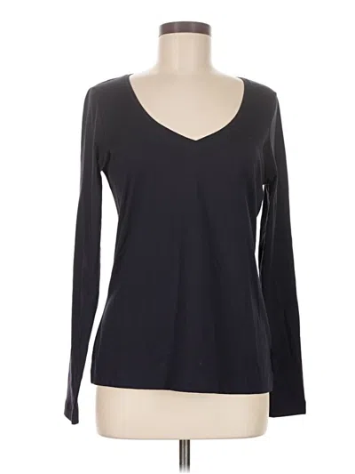 Pre-owned Lands' End Long Sleeve Top Black V-neck Tops