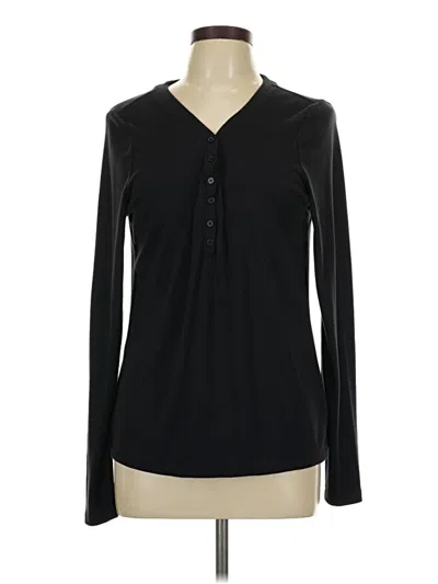 Pre-owned Lands' End Long Sleeve Top Black V-neck Tops