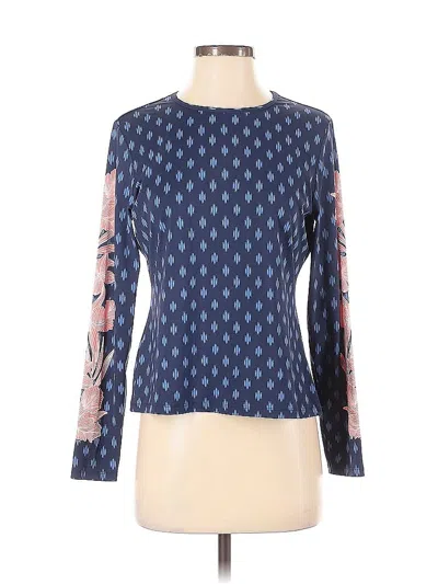 Pre-owned Lands' End Long Sleeve Top Blue Boatneck Tops