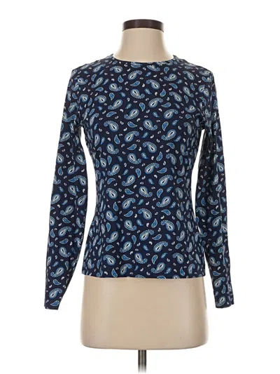 Pre-owned Lands' End Long Sleeve Top Blue Boatneck Tops