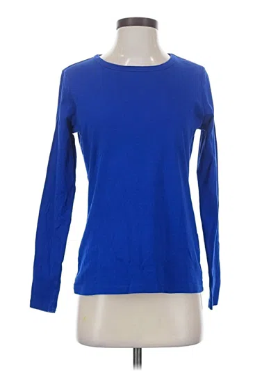 Pre-owned Lands' End Long Sleeve Top Blue Crew Neck Tops