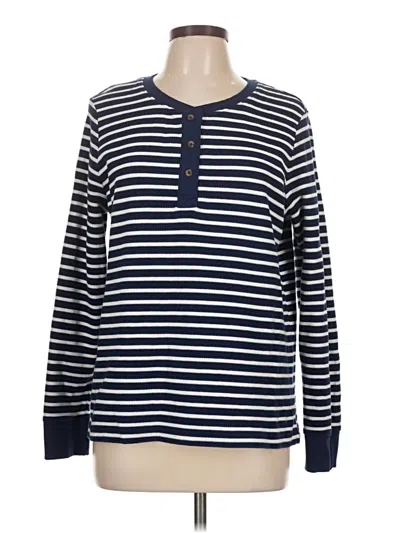 Pre-owned Lands' End Long Sleeve Top Blue Crew Neck Tops