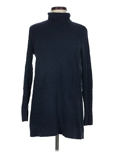 Pre-owned Lands' End Long Sleeve Top Blue Turtleneck Tops