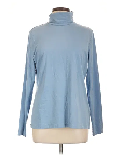 Pre-owned Lands' End Long Sleeve Top Blue Turtleneck Tops