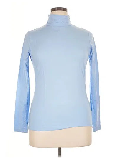 Pre-owned Lands' End Long Sleeve Top Blue Turtleneck Tops