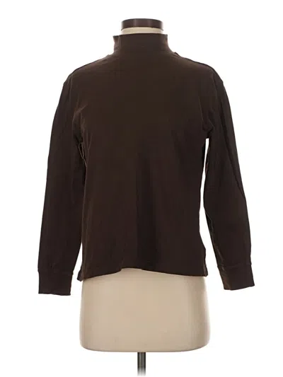 Pre-owned Lands' End Long Sleeve Top Brown Turtleneck Tops