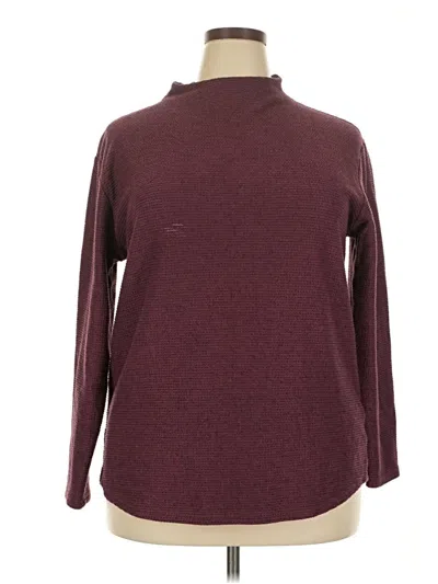 Pre-owned Lands' End Long Sleeve Top Burgundy Turtleneck Tops