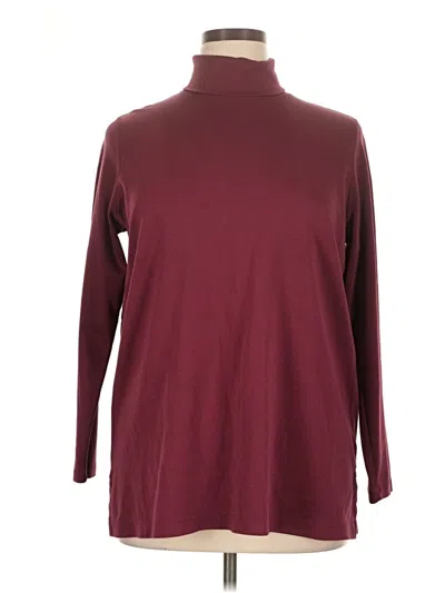 Pre-owned Lands' End Long Sleeve Top Burgundy Turtleneck Tops