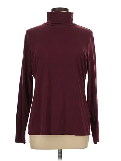 Pre-owned Lands' End Long Sleeve Top Burgundy Turtleneck Tops