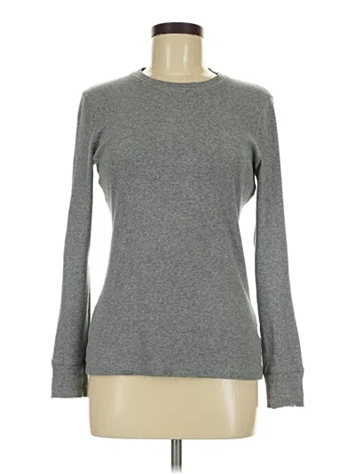 Pre-owned Lands' End Long Sleeve Top Gray Crew Neck Tops