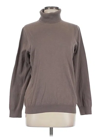 Pre-owned Lands' End Long Sleeve Top Gray Turtleneck Tops