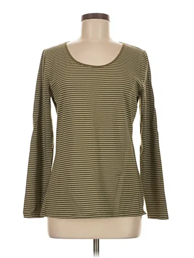 Pre-owned Lands' End Long Sleeve Top Green Boatneck Tops