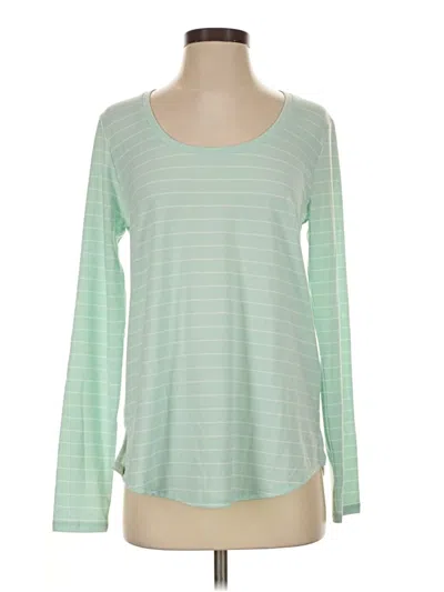 Pre-owned Lands' End Long Sleeve Top Green Scoop Neck Tops
