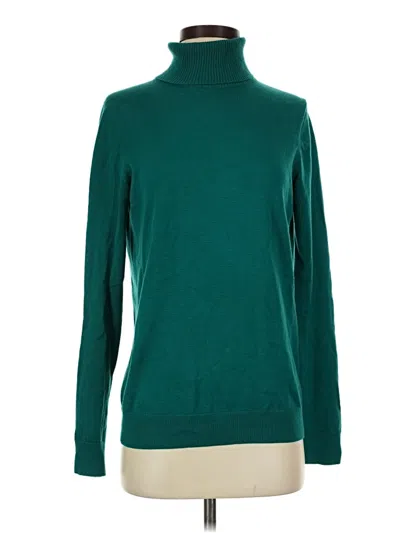 Pre-owned Lands' End Long Sleeve Top Green Turtleneck Tops