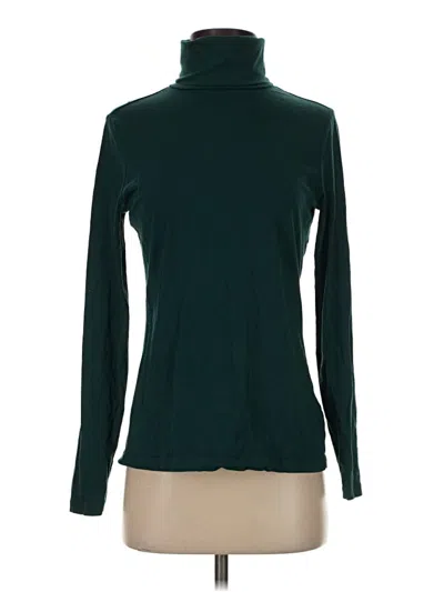 Pre-owned Lands' End Long Sleeve Top Green Turtleneck Tops