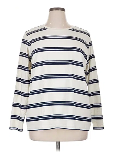 Pre-owned Lands' End Long Sleeve Top Ivory Boatneck Tops