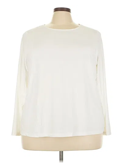 Pre-owned Lands' End Long Sleeve Top Ivory Crew Neck Tops In White