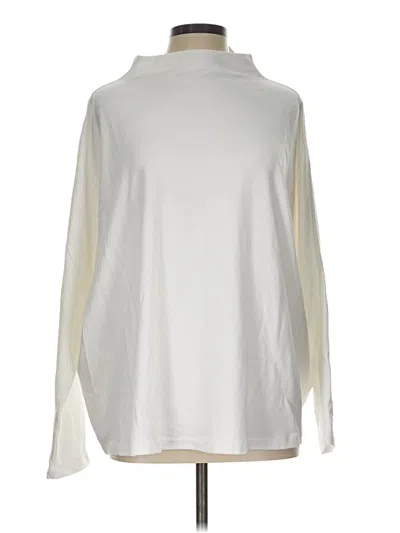 Pre-owned Lands' End Long Sleeve Top Ivory Turtleneck Tops