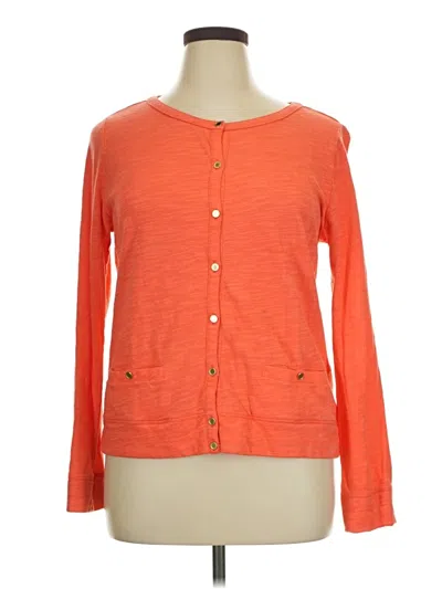 Pre-owned Lands' End Long Sleeve Top Orange Crew Neck Tops