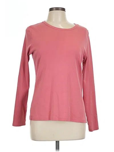 Pre-owned Lands' End Long Sleeve Top Pink Boatneck Tops