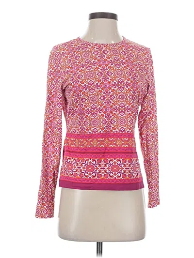 Pre-owned Lands' End Long Sleeve Top Pink Boatneck Tops