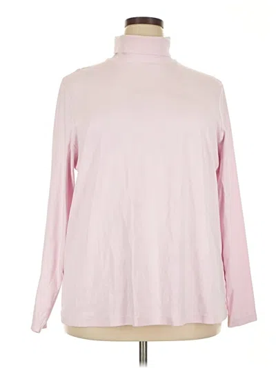 Pre-owned Lands' End Long Sleeve Top Pink Turtleneck Tops