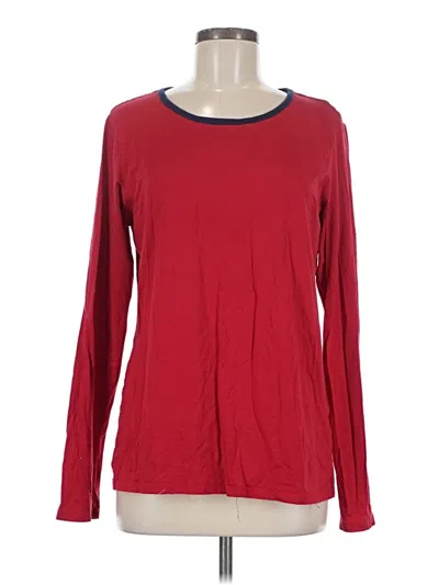 Pre-owned Lands' End Long Sleeve Top Red Crew Neck Tops