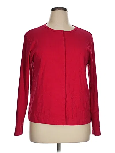 Pre-owned Lands' End Long Sleeve Top Red Crew Neck Tops