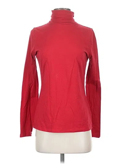 Pre-owned Lands' End Long Sleeve Top Red Turtleneck Tops