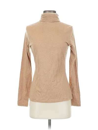 Pre-owned Lands' End Long Sleeve Top Tan Turtleneck Tops In Brown