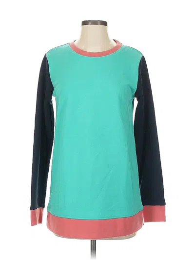 Pre-owned Lands' End Long Sleeve Top Teal Crew Neck Tops