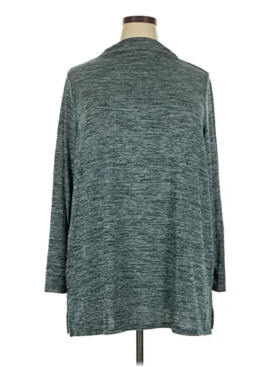 Pre-owned Lands' End Long Sleeve Top Teal Turtleneck Tops