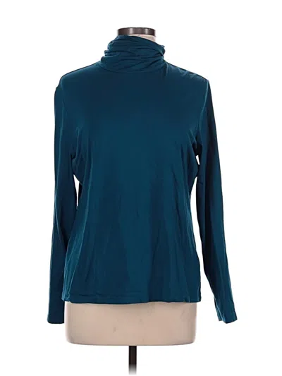 Pre-owned Lands' End Long Sleeve Top Teal Turtleneck Tops