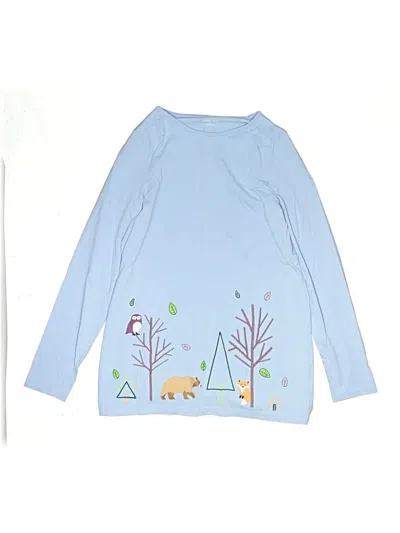 Pre-owned Lands' End Kids'  Long Sleeve T-shirt In Blue