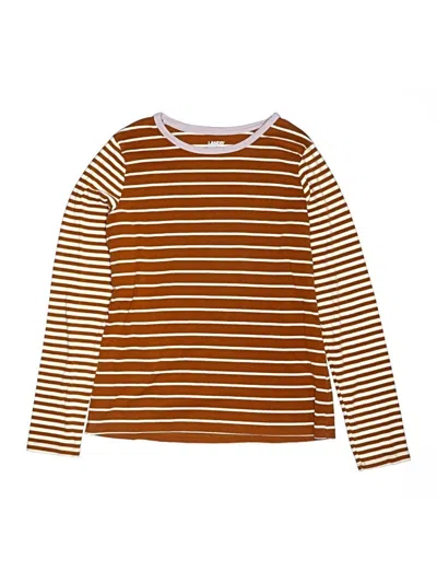 Pre-owned Lands' End Kids'  Long Sleeve T-shirt In Brown