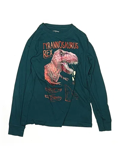 Pre-owned Lands' End Kids'  Long Sleeve T-shirt In Teal