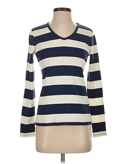 Pre-owned Lands' End Long Sleeve T-shirt In White