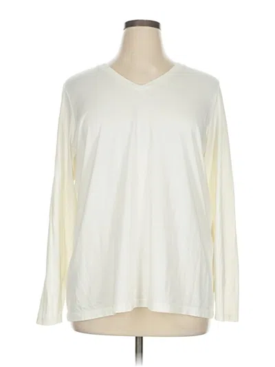 Pre-owned Lands' End Long Sleeve T-shirt In White