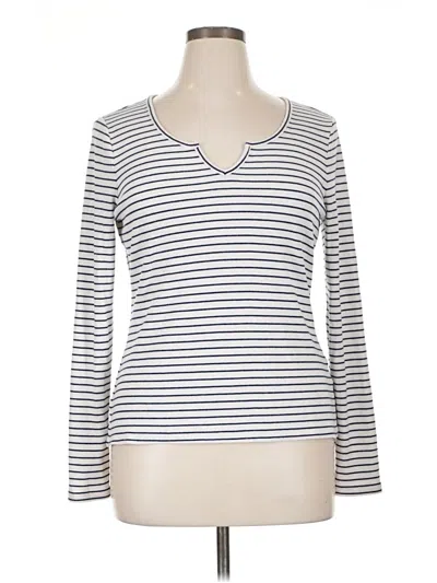 Pre-owned Lands' End Long Sleeve T-shirt In White