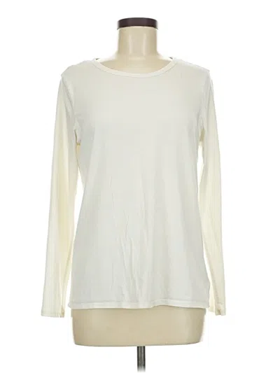 Pre-owned Lands' End Long Sleeve T-shirt In White