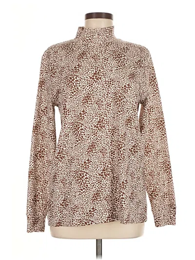 Pre-owned Lands' End Long Sleeve Turtleneck In Brown