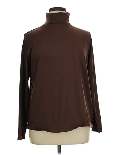 Pre-owned Lands' End Long Sleeve Turtleneck In Brown