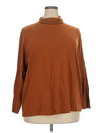 Pre-owned Lands' End Long Sleeve Turtleneck In Brown