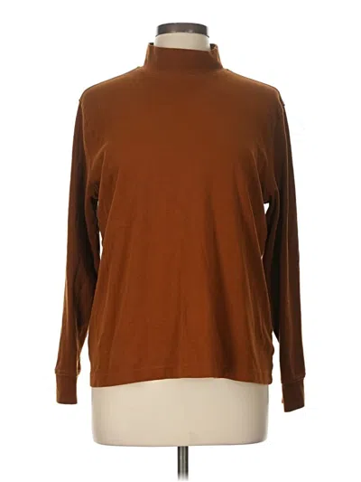 Pre-owned Lands' End Long Sleeve Turtleneck In Brown