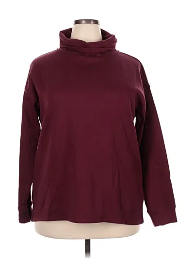 Pre-owned Lands' End Long Sleeve Turtleneck In Burgundy
