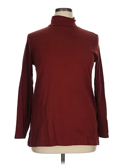Pre-owned Lands' End Long Sleeve Turtleneck In Burgundy