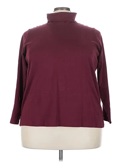 Pre-owned Lands' End Long Sleeve Turtleneck In Burgundy