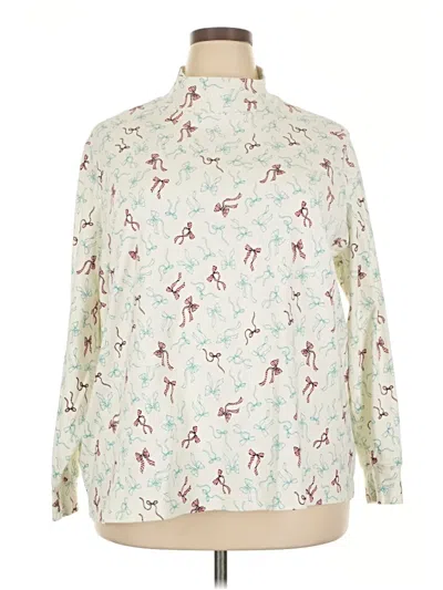 Pre-owned Lands' End Long Sleeve Turtleneck In Ivory