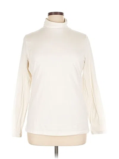 Pre-owned Lands' End Long Sleeve Turtleneck In Ivory
